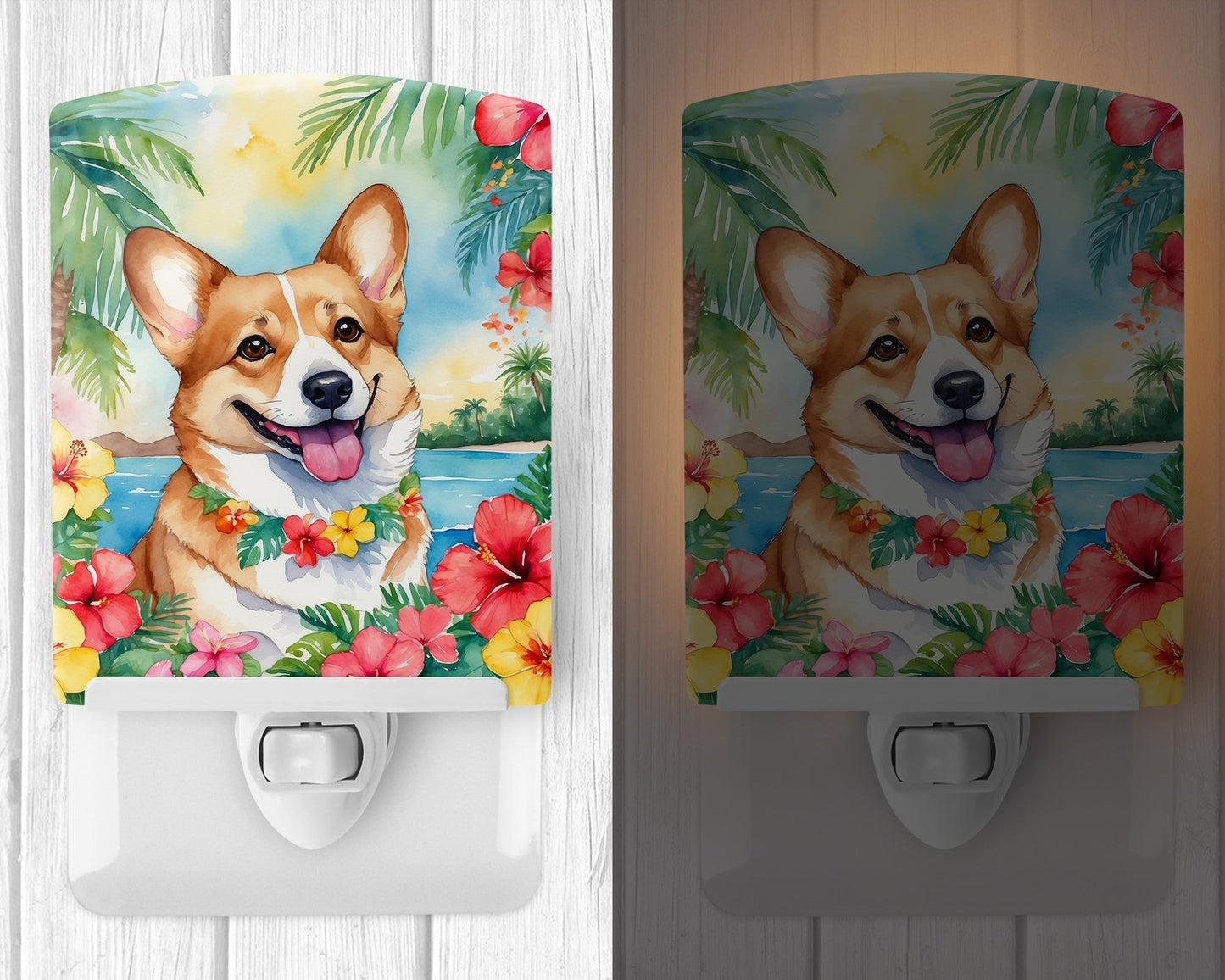 Corgi Luau Ceramic Night Light - One Color / One Size - Home & Garden - Home Improvement - Lights & Lighting - Night