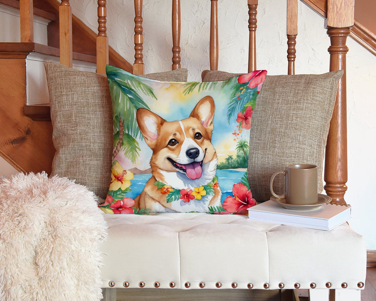 Corgi Luau Throw Pillow - One Color / One Size - Home & Garden - Home Textile - Pillows