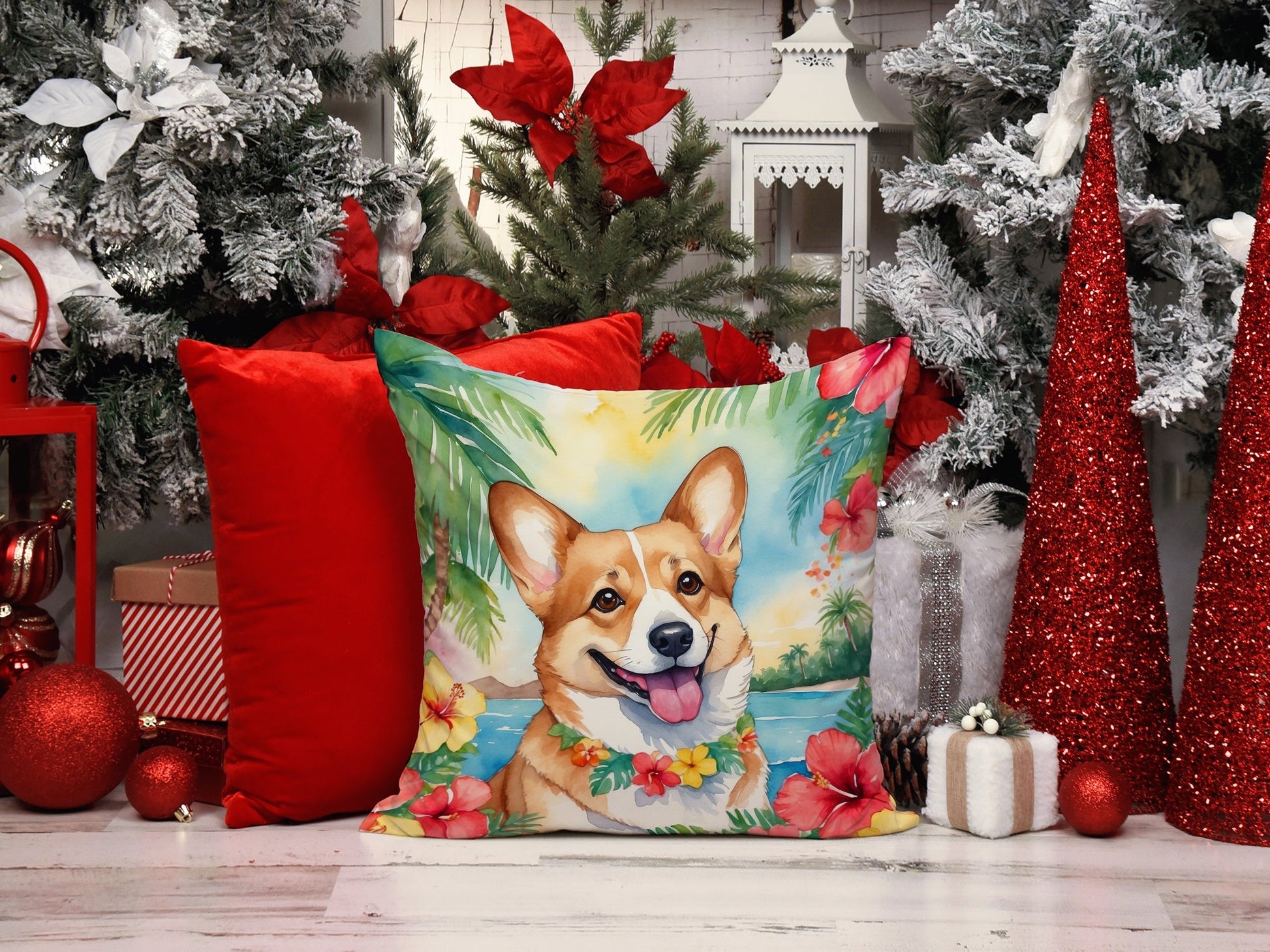 Corgi Luau Throw Pillow - One Color / One Size - Home & Garden - Home Textile - Pillows