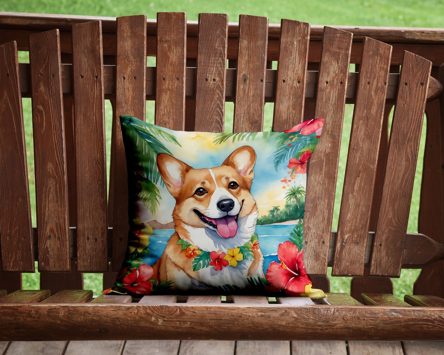 Corgi Luau Throw Pillow - One Color / One Size - Home & Garden - Home Textile - Pillows