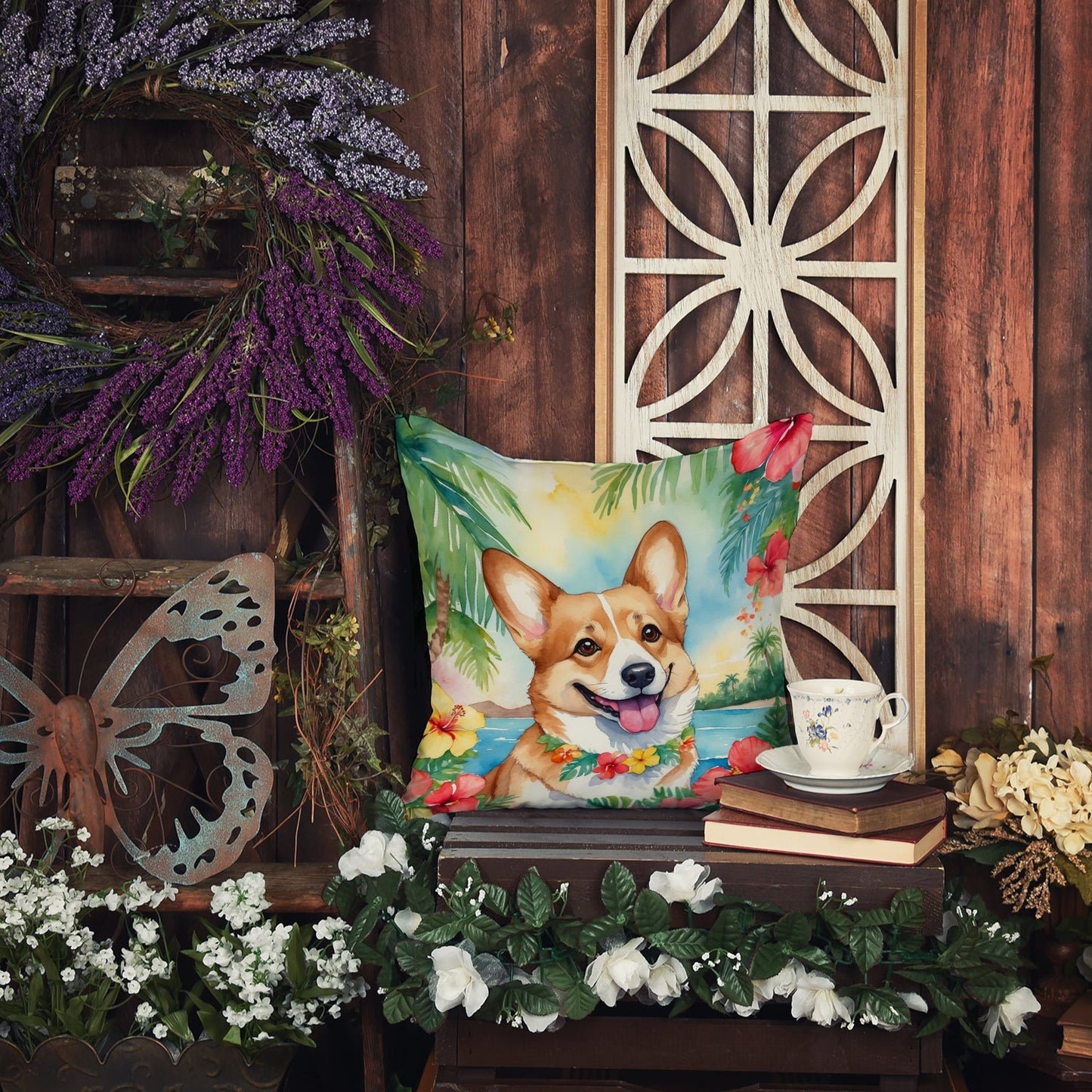 Corgi Luau Throw Pillow - One Color / One Size - Home & Garden - Home Textile - Pillows