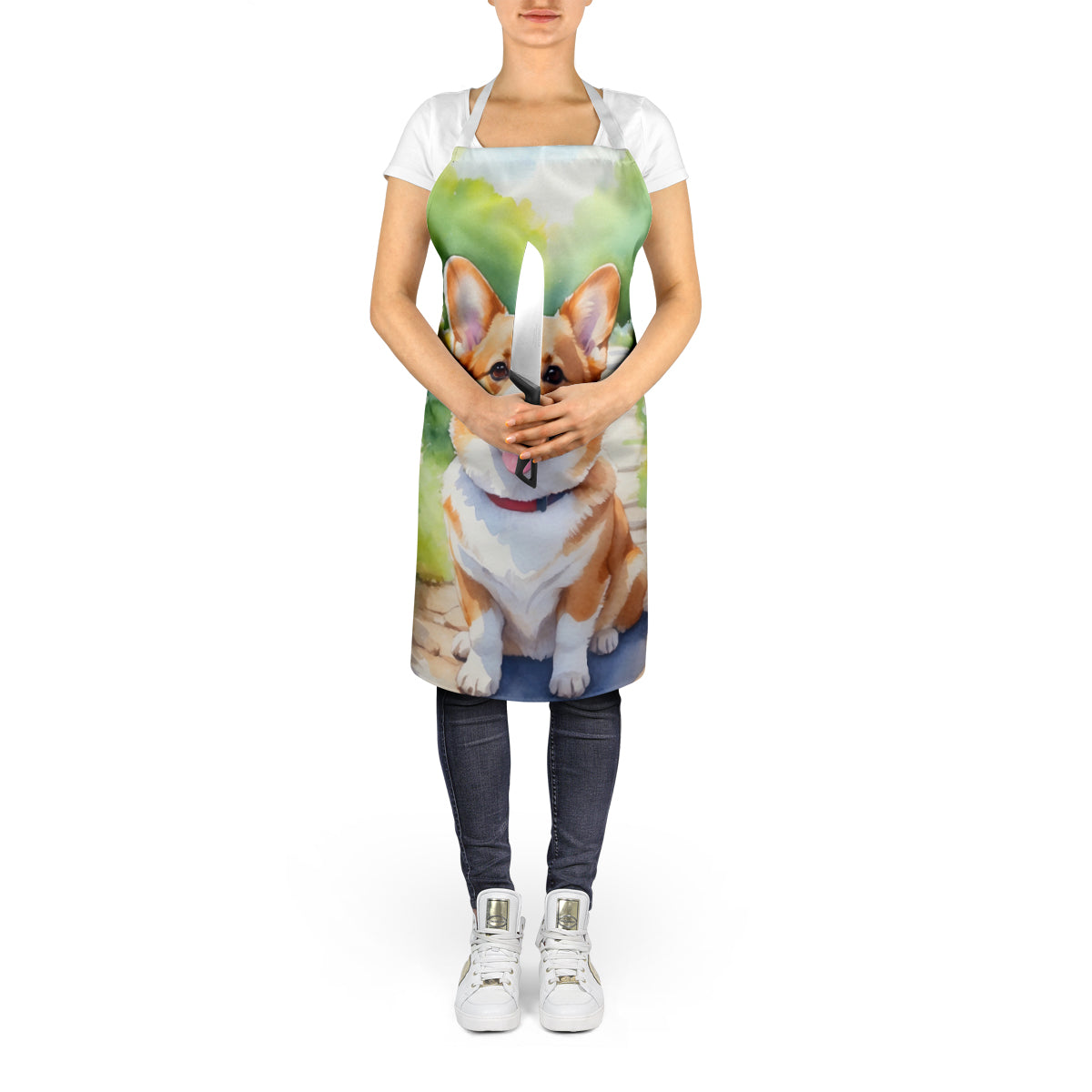 Corgi Spring Path Apron - One Color / One Size - Home & Garden - Kitchen Dining & Bar - Table Decoration & Accessories
