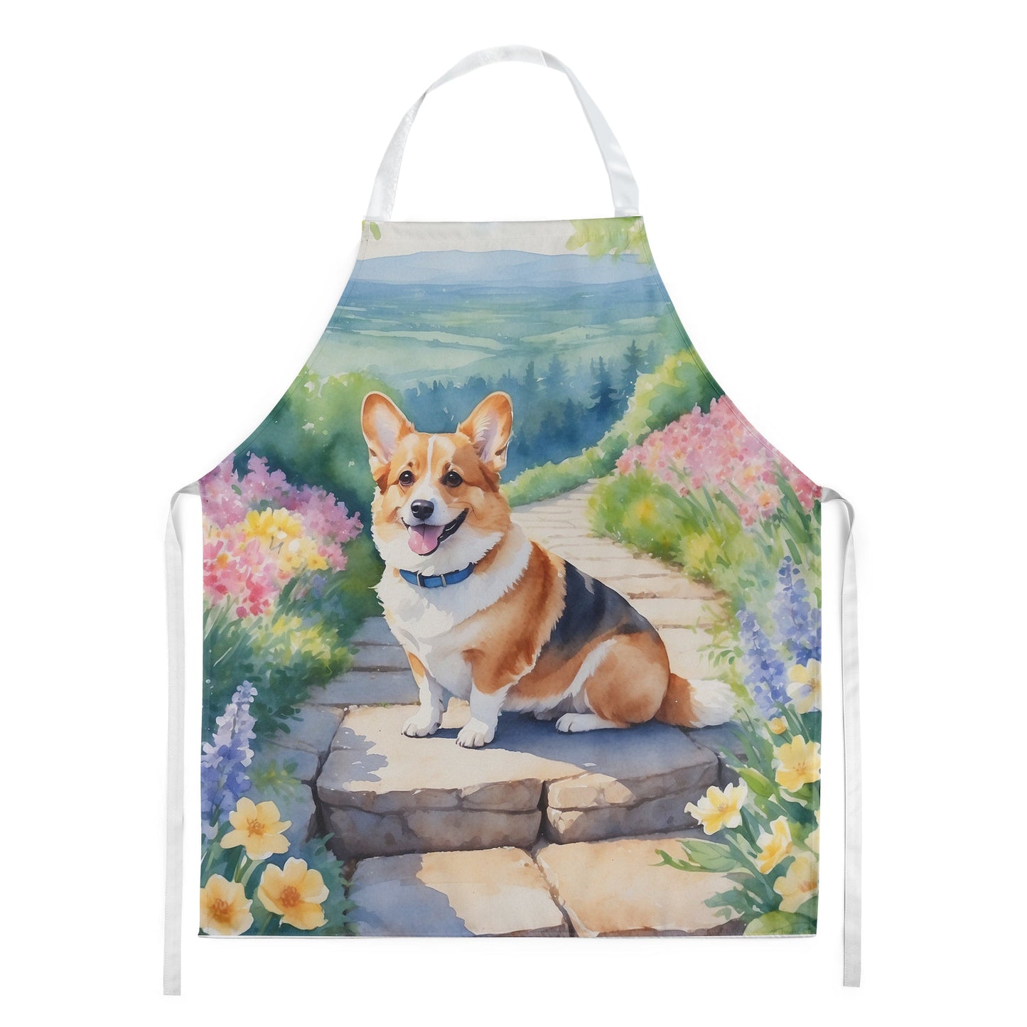 Corgi Spring Path Apron - One Color / One Size - Home & Garden - Kitchen Dining & Bar - Table Decoration & Accessories