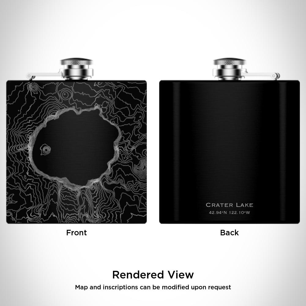 Crater Lake National Park - Oregon Map Hip Flask in Matte Black - Drinkware
