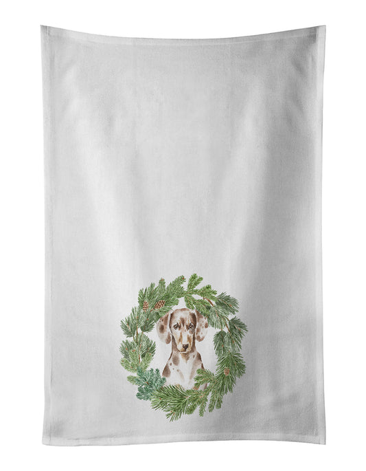 Dachshund Dappled Christmas Wreath Kitchen Towel Set of 2 - One Color / One Size - Home & Garden - Home Textile - Towels