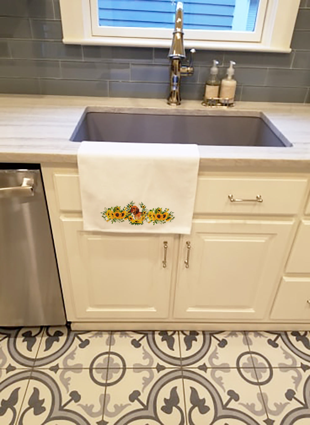 Dachshund in Sunflowers Kitchen Towel Set of 2 - One Color / One Size - Home & Garden - Home Textile - Towels
