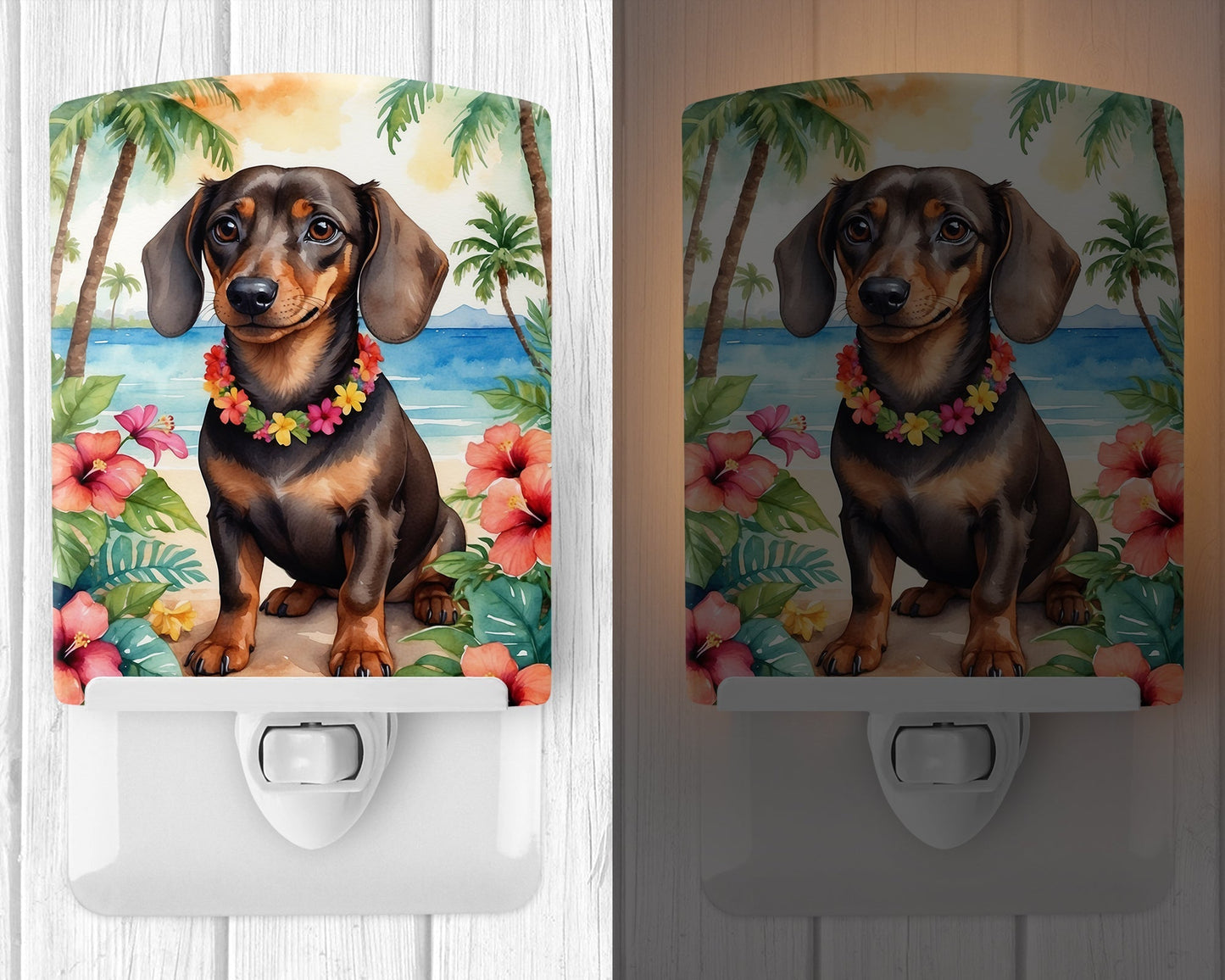 Dachshund Luau Ceramic Night Light - One Color / One Size - Home & Garden - Home Improvement - Lights & Lighting