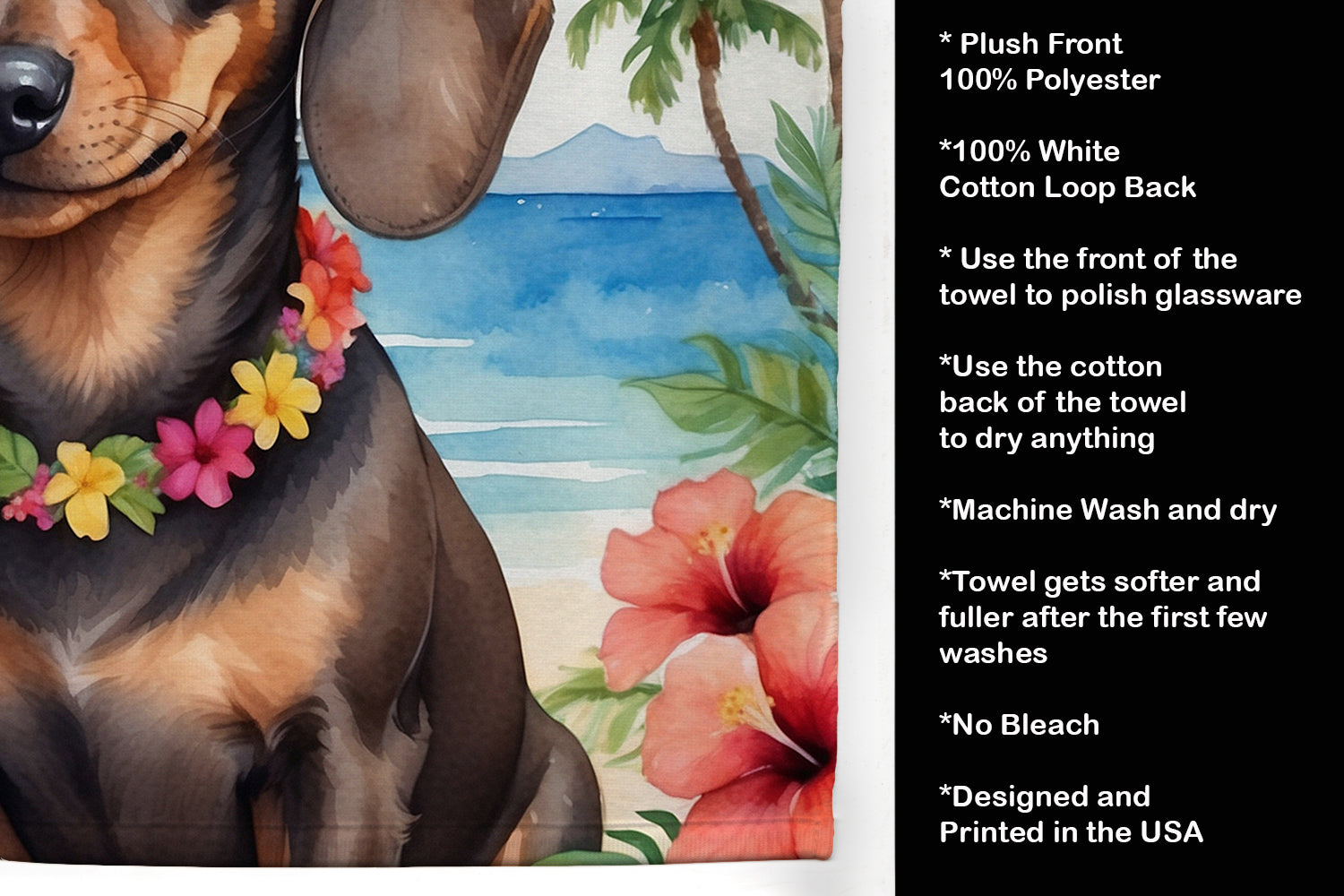 Dachshund Luau Kitchen Towel - One Color / One Size - Home & Garden - Home Textile - Towels