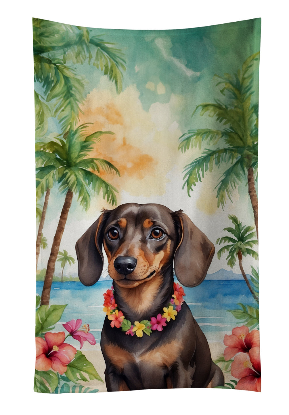 Dachshund Luau Kitchen Towel - One Color / One Size - Home & Garden - Home Textile - Towels