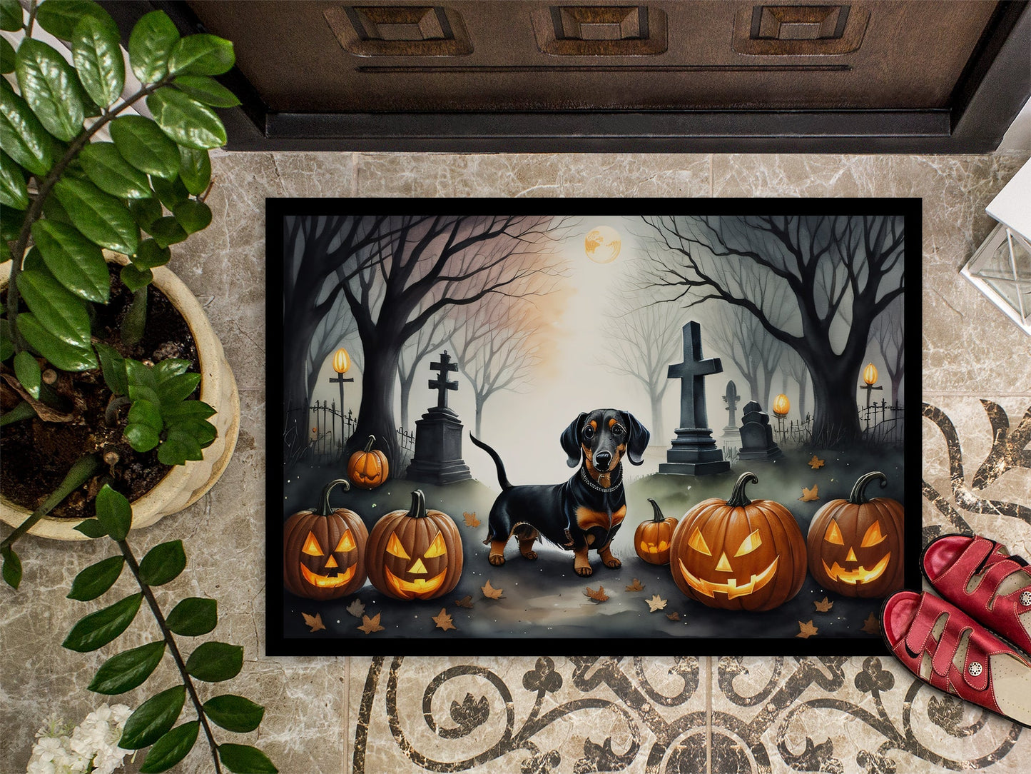 Dachshund Spooky Halloween Doormat - One Color / One Size - Home & Garden - Home Textile - Carpets & Rugs