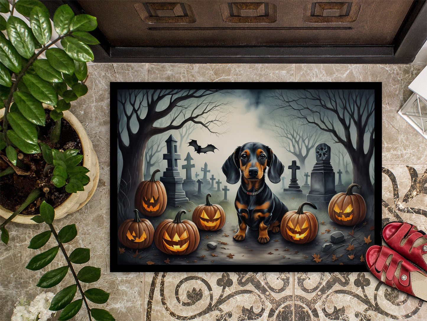 Dachshund Spooky Halloween Doormat - One Color / One Size - Home & Garden - Home Textile - Carpets & Rugs