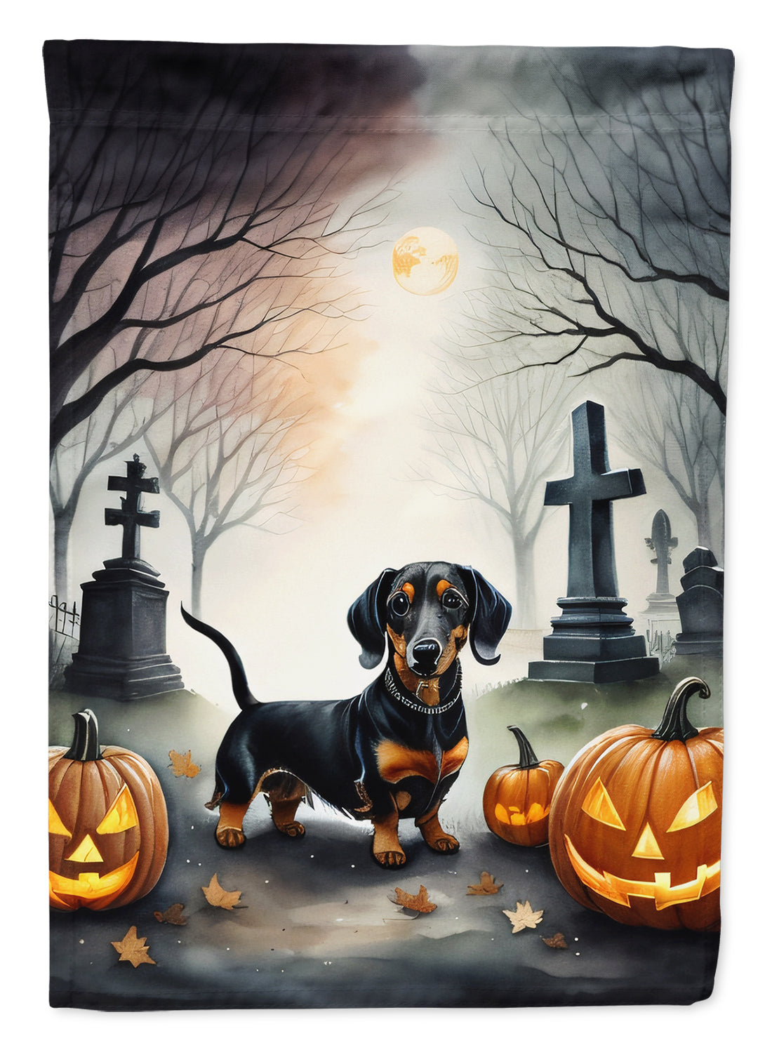 Dachshund Spooky Halloween Garden Flag - One Color / One Size - Home & Garden - Home Decor - Flags Banners & Accessories