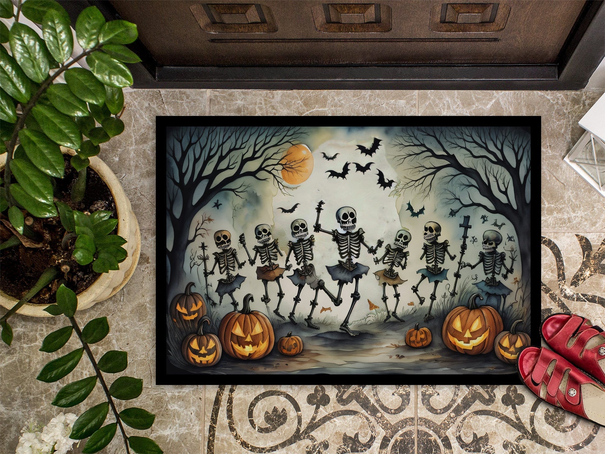 Dancing Skeletons Spooky Halloween Doormat - One Color / One Size - Home & Garden - Home Textile - Carpets & Rugs