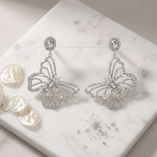 Dangle XL Silver Glam Butterfly Post Earrings