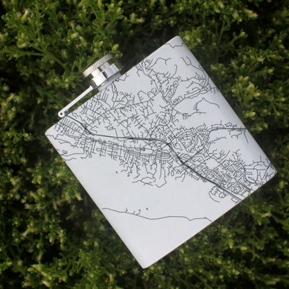 Danville - California Engraved Map Hip Flask in Matte White - Drinkware