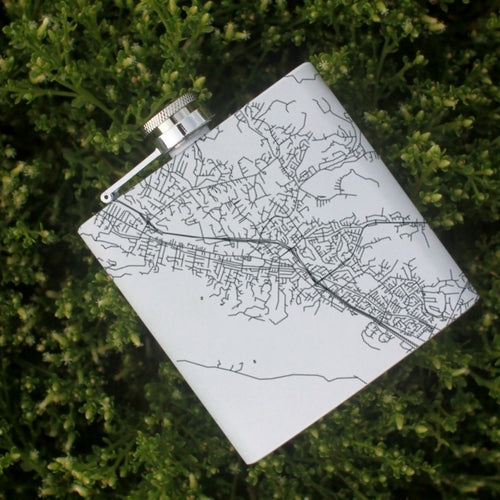Danville - California Engraved Map Hip Flask in Matte White - Drinkware