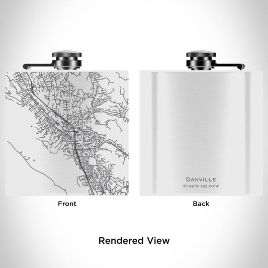 Danville - California Engraved Map Hip Flask in Matte White - Drinkware