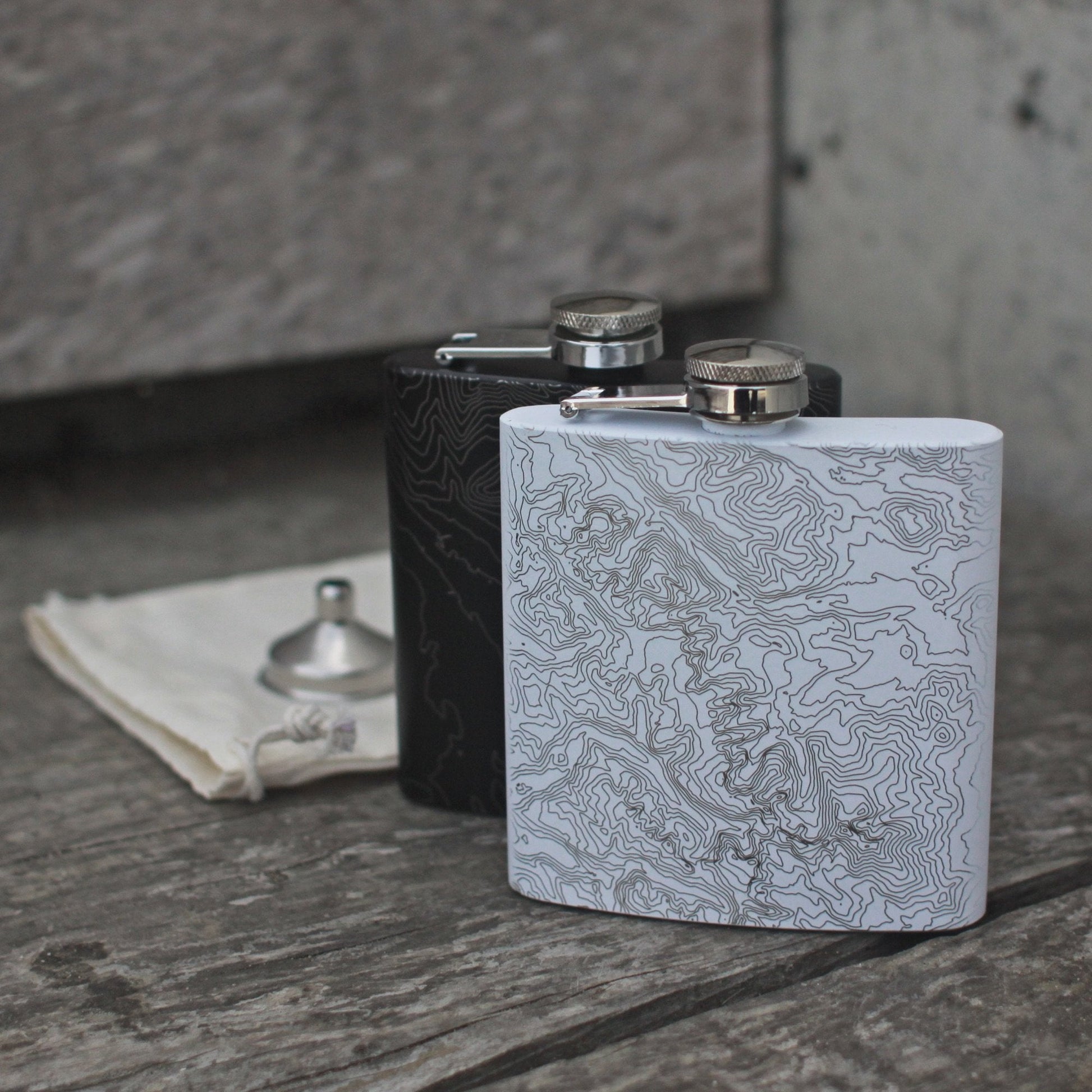 Danville - California Engraved Map Hip Flask in Matte White - Drinkware