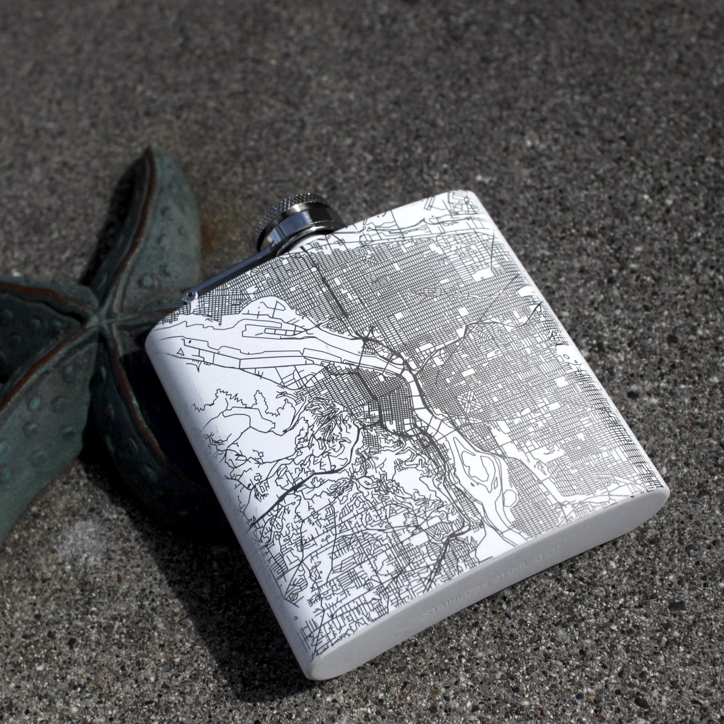 Danville - California Engraved Map Hip Flask in Matte White - Drinkware