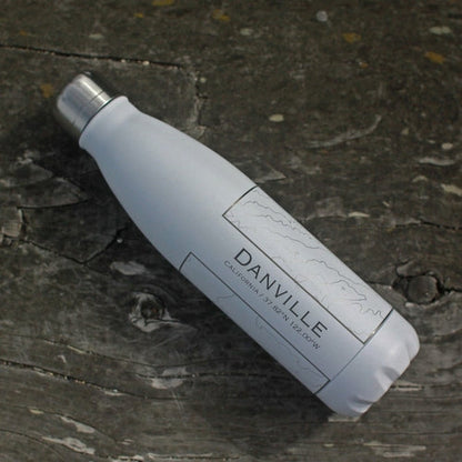 Danville - California Engraved Map Insulated Bottle in Matte White - Drinkware