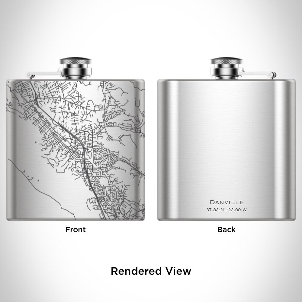 Danville - California Map Hip Flask - Drinkware