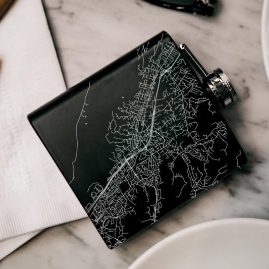 Danville - California Map Hip Flask in Matte Black - Drinkware