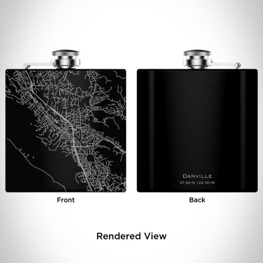 Danville - California Map Hip Flask in Matte Black - Drinkware