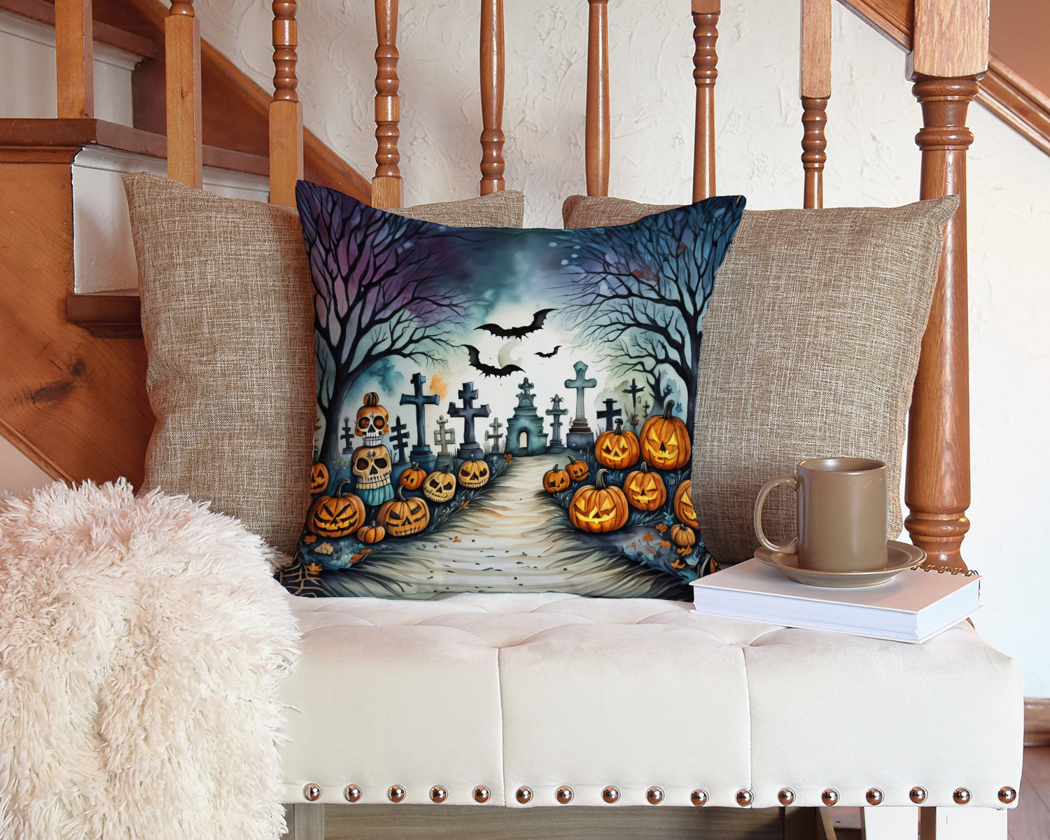 Day of the Dead Spooky Halloween Throw Pillow - One Color / One Size - Home & Garden - Home Textile - Pillows