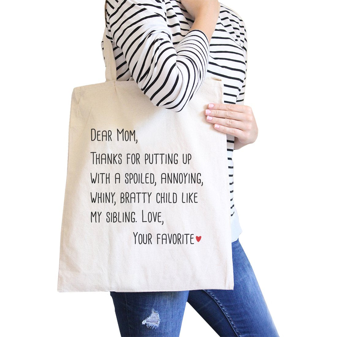 Dear Mom Heavy Cotton Canvas Bag Popular Graphic Designed Tote - Natural - Bags & Luggage - Women’s Bags