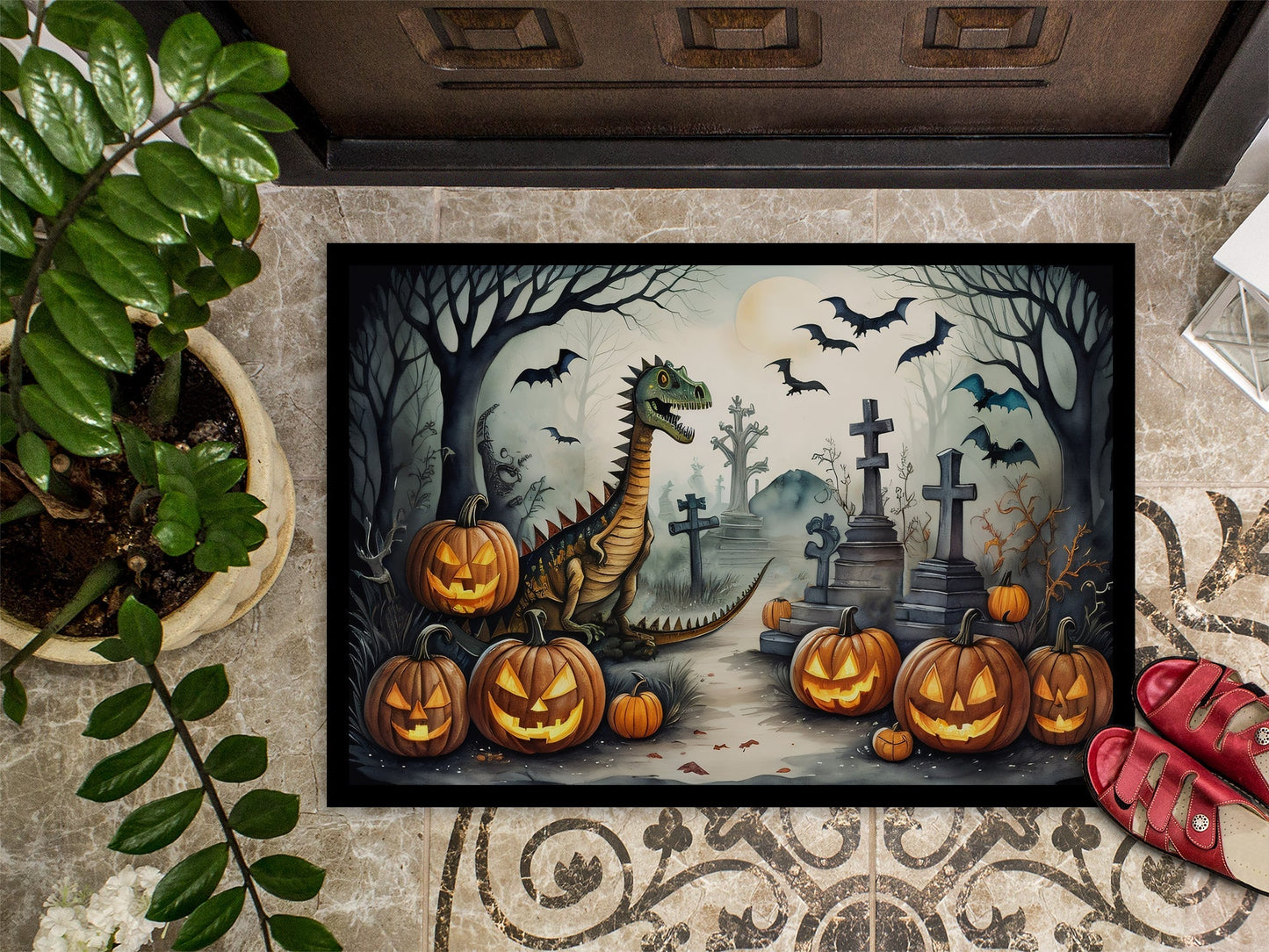 Dinosaurs Spooky Halloween Doormat - One Color / One Size - Home & Garden - Home Textile - Carpets & Rugs