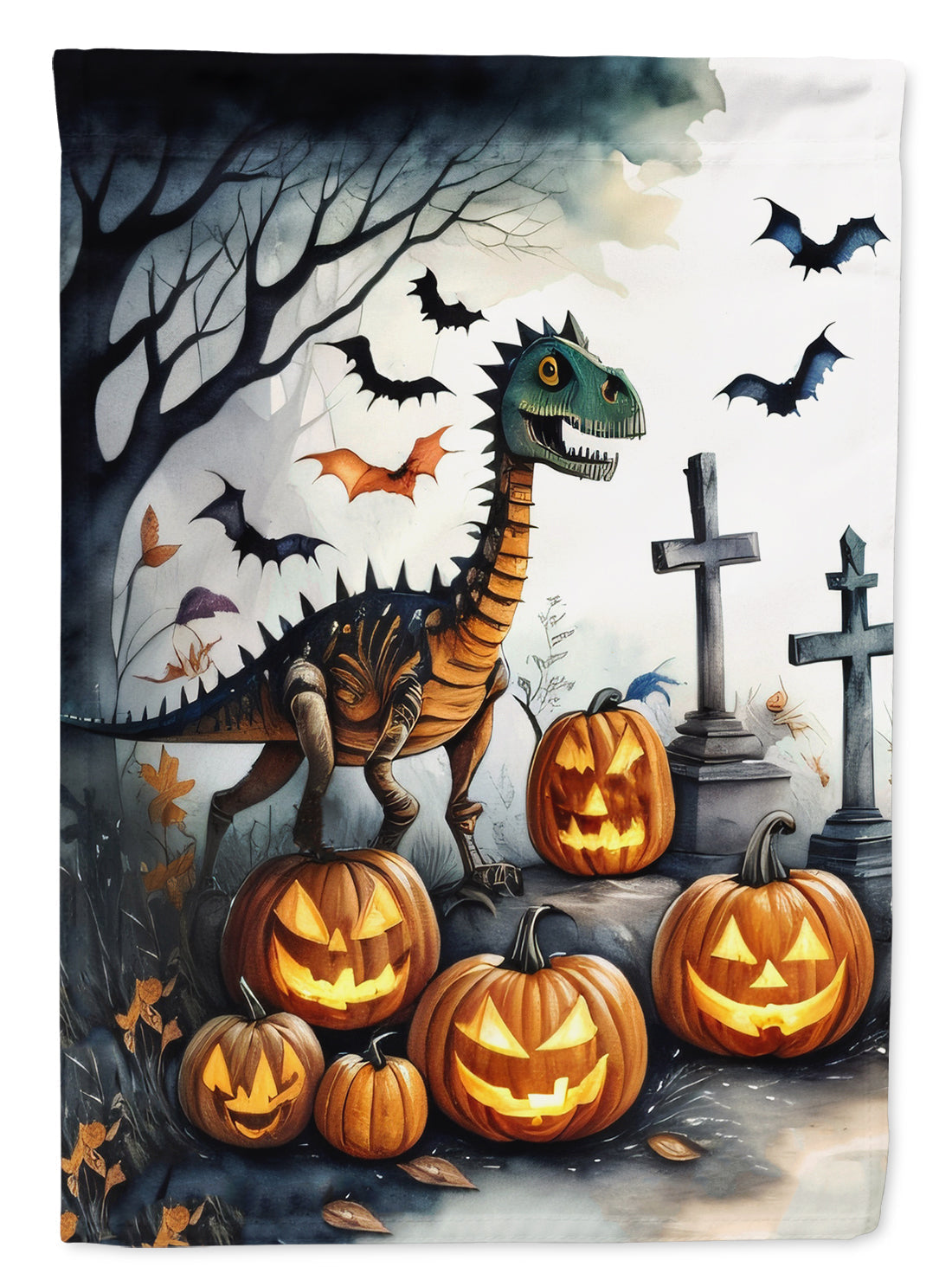 Dinosaurs Spooky Halloween Garden Flag - One Color / One Size - Home & Garden - Home Decor - Flags Banners & Accessories
