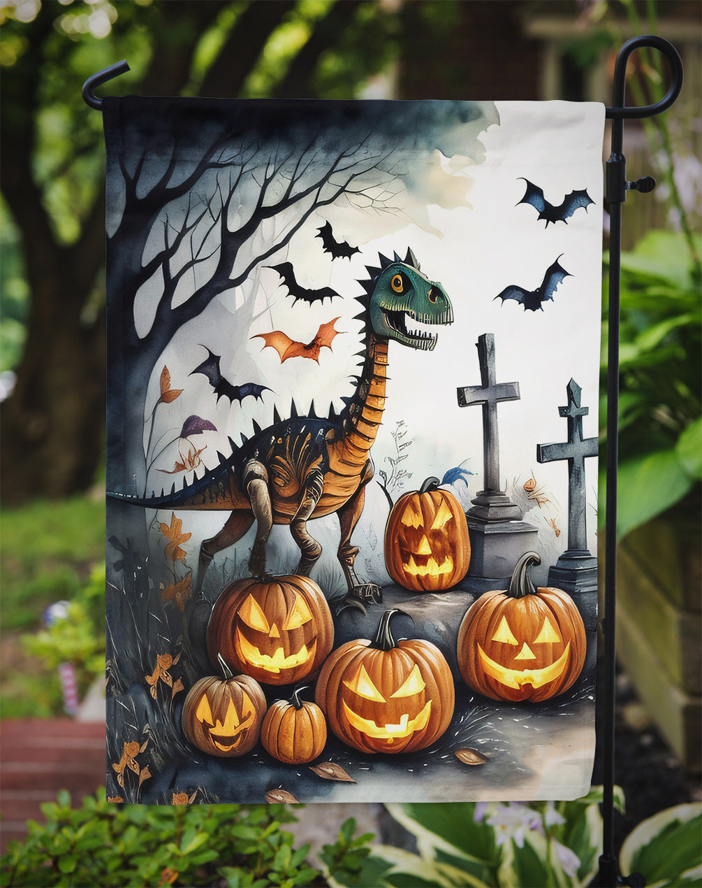Dinosaurs Spooky Halloween Garden Flag - One Color / One Size - Home & Garden - Home Decor - Flags Banners & Accessories