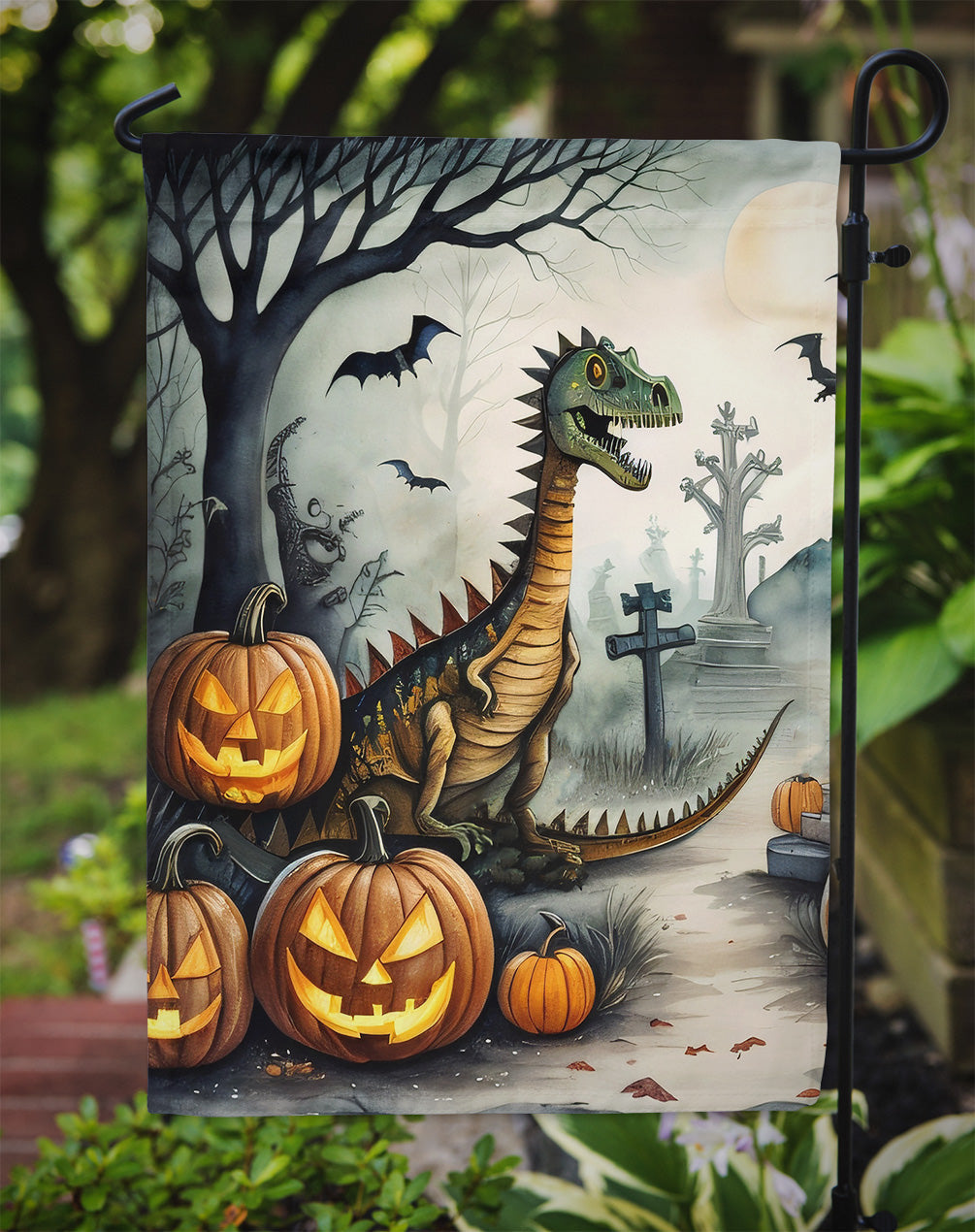 Dinosaurs Spooky Halloween Garden Flag - One Color / One Size - Home & Garden - Home Decor - Flags Banners & Accessories