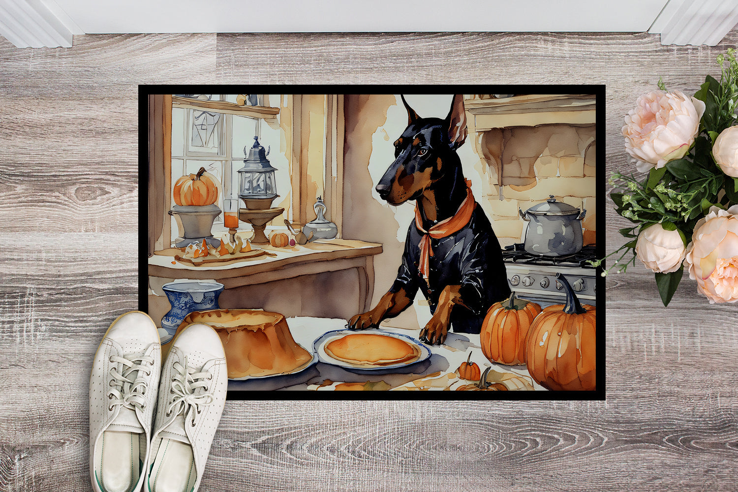 Doberman Pinscher Fall Kitchen Pumpkins Doormat - One Color / One Size - Home & Garden - Home Textile - Carpets & Rugs