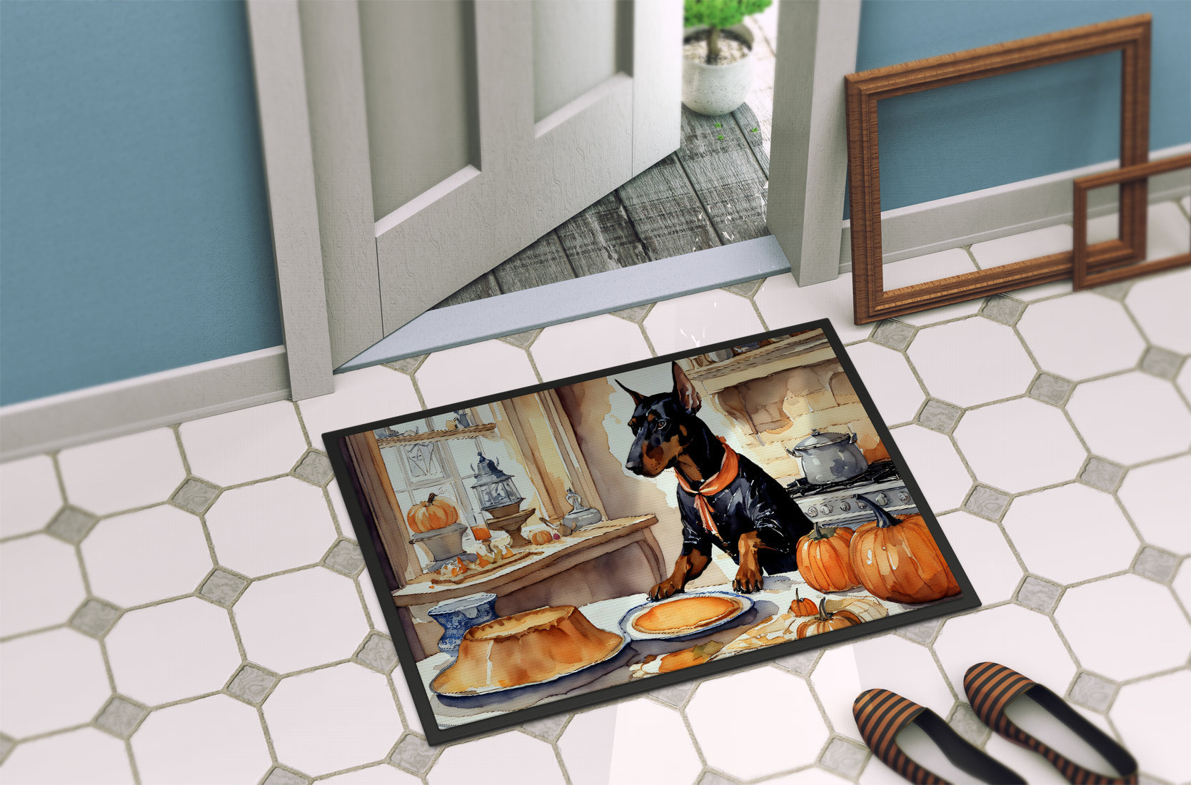 Doberman Pinscher Fall Kitchen Pumpkins Doormat - One Color / One Size - Home & Garden - Home Textile - Carpets & Rugs