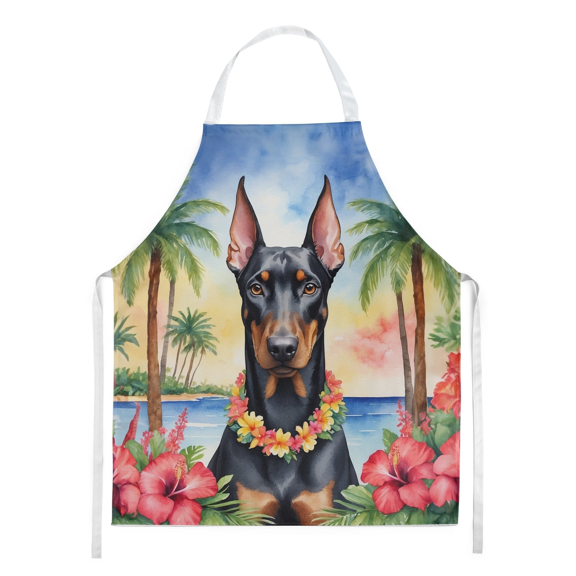 Doberman Pinscher Luau Apron - One Color / One Size - Home & Garden - Kitchen Dining & Bar - Table Decoration &