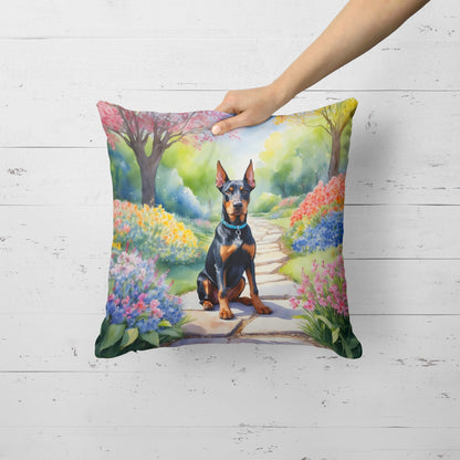 Doberman Pinscher Spring Path Throw Pillow - One Color / One Size - Home & Garden - Home Textile - Pillows