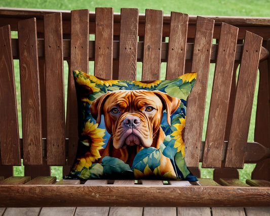 Dogue De Bordeaux in Sunflowers Throw Pillow - One Color / One Size - Home & Garden - Home Textile - Pillows