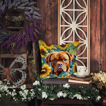 Dogue De Bordeaux in Sunflowers Throw Pillow - One Color / One Size - Home & Garden - Home Textile - Pillows