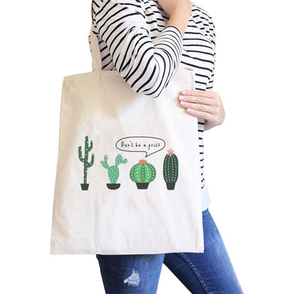 Don’t Be a Prick Cactus Canvas Shoulder Tote Bag - Natural - Bags & Luggage - Women’s Bags