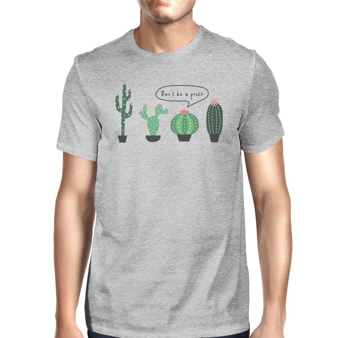 Don’t Be a Prick Cactus Mens Casual Relaxed Comical T-Shirt for Him - Heather Grey / Small - Men’s Fashion - Men’s