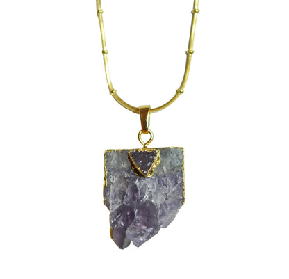 Double Chain Amethyst Pendant Necklace - One Color / One Size - Jewelry & Accessories - Necklaces & Pendants