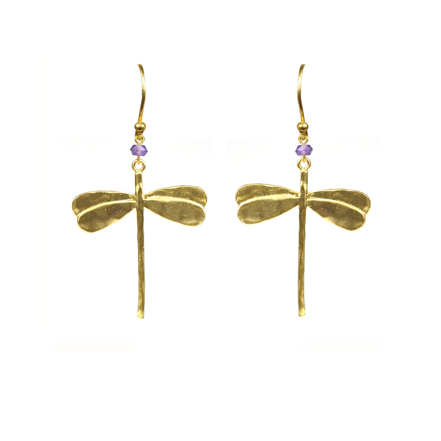 Dragonfly Amethyst Earrings - One Color / One Size - Jewelry & Accessories - Earrings - Drop Earrings