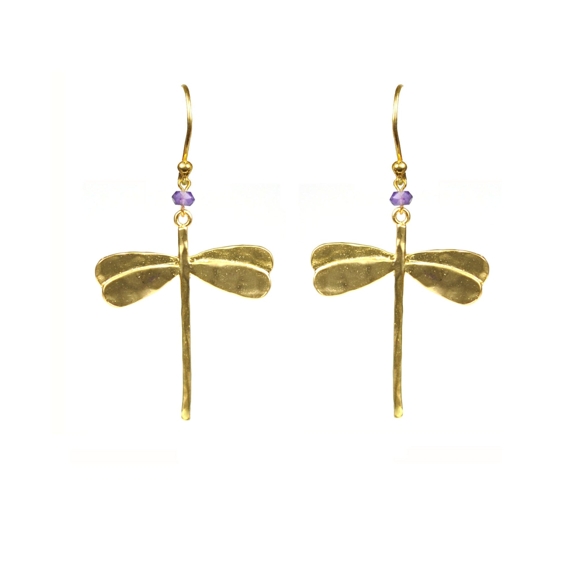 Dragonfly Amethyst Earrings - One Color / One Size - Jewelry & Accessories - Earrings - Drop Earrings