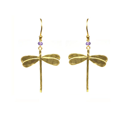 Dragonfly Amethyst Earrings - One Color / One Size - Jewelry & Accessories - Earrings - Drop Earrings