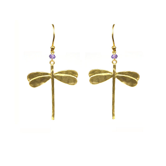 Dragonfly Amethyst Earrings - One Color / One Size - Jewelry & Accessories - Earrings - Drop Earrings