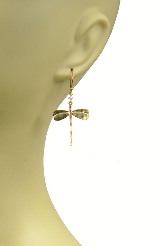 Dragonfly Pearl Earrings - One Color / One Size - Jewelry & Accessories - Earrings - Drop Earrings
