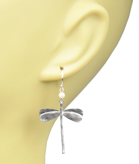 Dragonfly Pearl Earrings - One Color / One Size - Jewelry & Accessories - Earrings - Drop Earrings