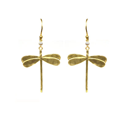 Dragonfly Pearl Earrings - One Color / One Size - Jewelry & Accessories - Earrings - Drop Earrings