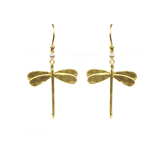 Dragonfly Pearl Earrings - One Color / One Size - Jewelry & Accessories - Earrings - Drop Earrings